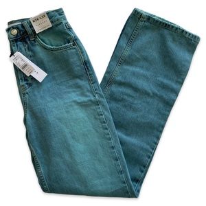 Topshop Overdyed Blue Straight Leg Jeans Size 4